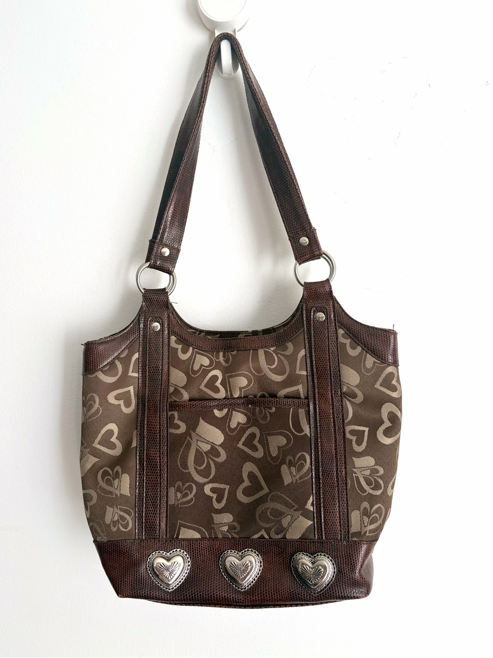Vintage Y2K Brown Heart Concho Shoulder Bag Cowgirl Core McBling